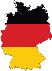 Obraz premium Map of germany filled with national flag geography national territory silhouette isolated