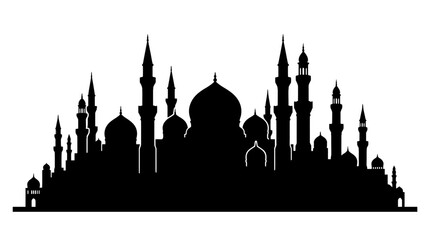 Mosque Silhouette Against White Background Architectural Landmark Illustration © Vector Hub24