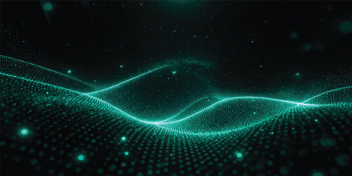 Abstract blue glowing particle wave background with futuristic fractal light energy motion and space pattern design wallpaper