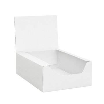 Blank White Cardboard Countertop Display Box Mockup Angled View