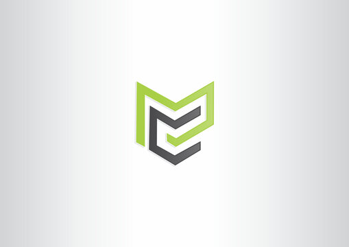 A modern and sharp outline logo forming a geometric shield structure that resembles the letters M and C, colored in bright lime green and dark grey lines.