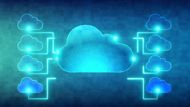 cloud computing concept.technology digital network data communication, internet information systems, global business finance, futuristic computer science, web connectivity and blue 4K