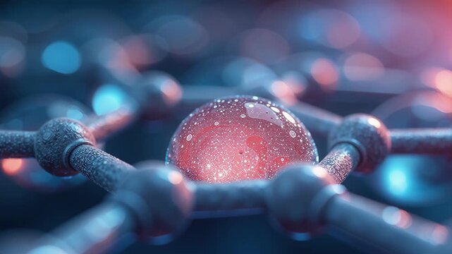 Close-Up of a Water Droplet on a Scientific Surface with Colorful Lighting Effects