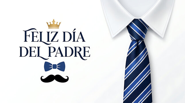 Feliz dia del padre greeting with business shirt and striped necktie, business