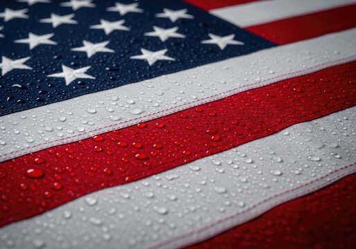 Celebrating independence day in the usa close up of a wet american flag for 4th of july