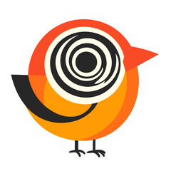 Stylized cartoon bird with concentric circles for eyes © Zaidil