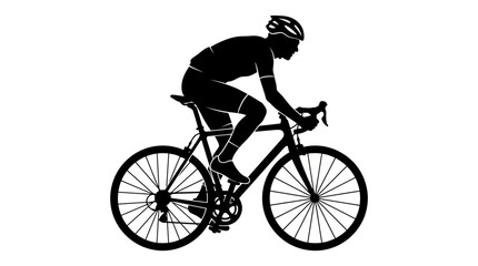Naklejka premium Cyclist riding bicycle in motion with helmet and gear on white background
