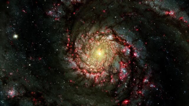 Abstract cosmic swirl with vibrant colors, showcasing a celestial dance of stars and nebulae in deep space.