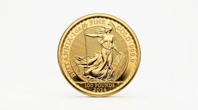 2024 british britannia 1 oz gold coin isolated on white background