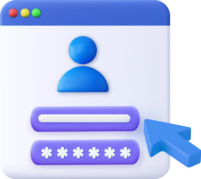 3d user Login form page.