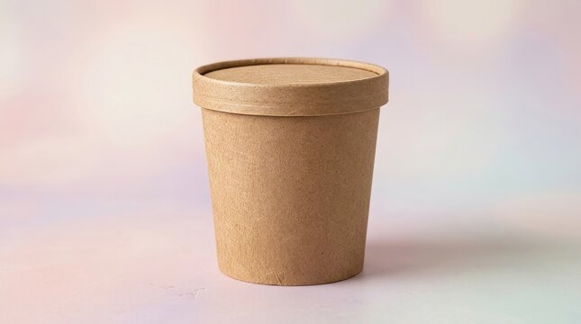 Eco-friendly disposable paper cup with lid, perfect for takeout and sustainable food service.