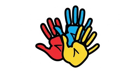 Fototapeta premium Hands in colorful paint for unity concept