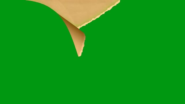 Wide diagonal channel torn straight through a paper screen center revealing a green screen chroma key layout view. design motion graphics effect element design