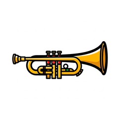 Obraz premium Trumpet musical instrument in bright yellow and gold colors