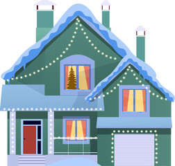 Fototapeta premium Winter house with christmas decoration
