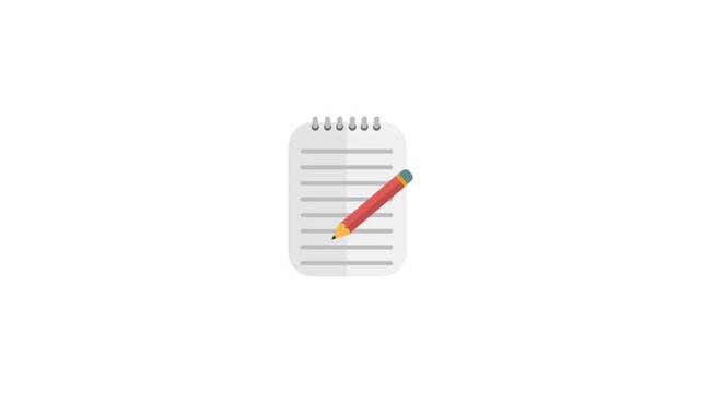 Notepad with Pen Icon Animation &ndash; Writing, Notes and Office Productivity Motion Graphic