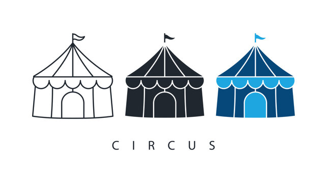 entertainment circus tent icon for festival event and carnival design