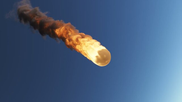 3D animation of a meteorite burning up in the atmosphere of a planet