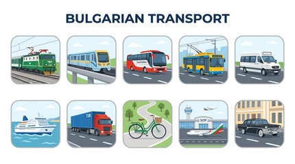 Collection of Bulgarian Transport Modes Illustrated. © zyaa