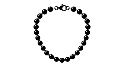 Naklejka premium Elegant Black Beaded Bracelet with Clasp, Isolated on White Background