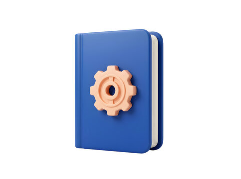 Blue book with a light orange gear icon on its cover.