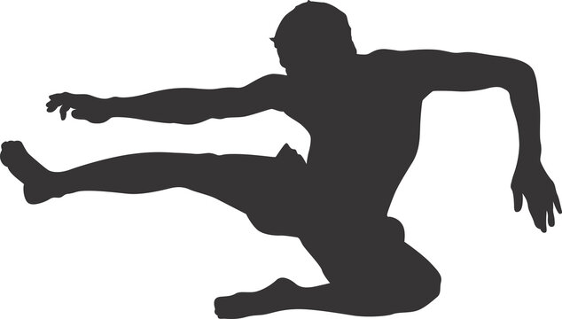 Gray Silhouette Breakdance Capoeira Acrobatic Move &mdash; Dynamic Action Dance Pose Illustration on Transparent Background
