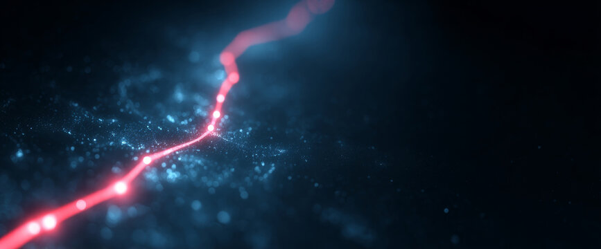 Abstract glowing red line on dark background