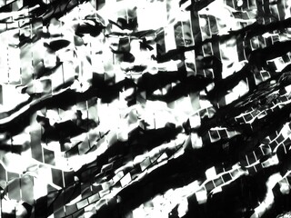 Fototapeta premium Dynamic black and white abstract grid with light reflections 3D model