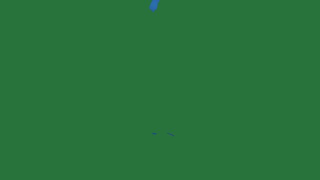 Drawing of bird on screen clock it the is blue flying in sky black horse ' s head two birds green screen cartoonish