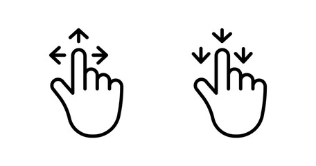 Fototapeta premium Drag and Drop thin line icon set. Mobile Actions, User Interface, UI Gestures, Touch, Touchscreen concept. Black minimal outline vector icons.