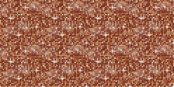 Disco glitter sequin with background pink texture and backdrop purple glam. Dance tile pattern with ball party rose and seamless mosaic retro. Sparkle gold disco with vector bg