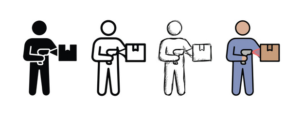 person holding a handheld scanner and pointing it at a cardboard box © MD