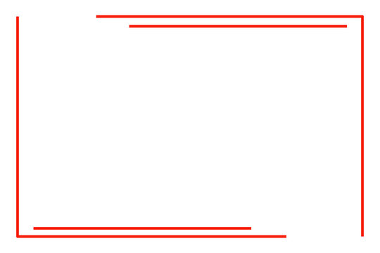 Minimalist Red Staggered Broken Line Rectangular Frame Isolated on Transparent Background