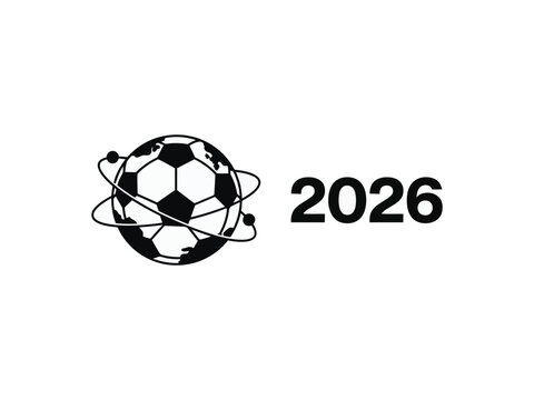 2026 Soccer Ball Planetary Orbit Emblem Vector Illustration