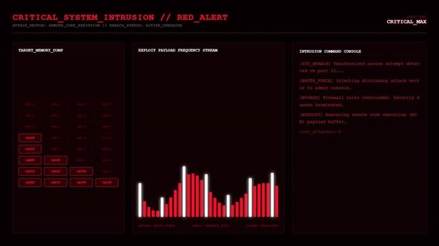 Cyber Attack Alert Hacking Dashboard Intrusion Detection System Animation.