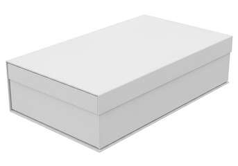 Fototapeta premium A simple rectangular blank cardboard box with a lid closed for shipping or storage purposes isolated on transparent background