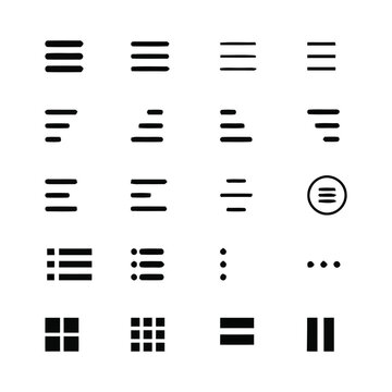Set of minimalist hamburger menu and navigation interface icons