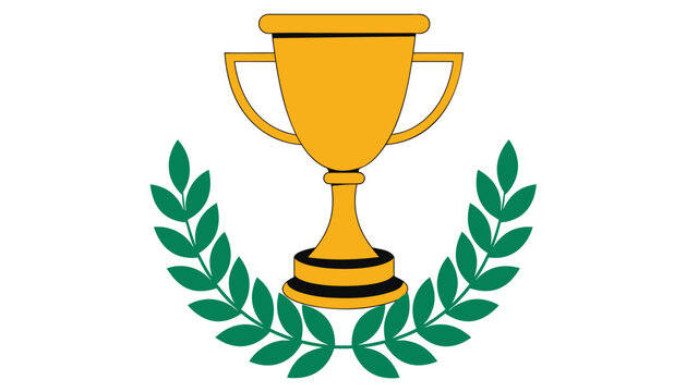 Golden trophy with laurel wreath for achievement or victory