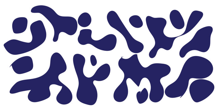 Abstract black organic blob shapes resembling jaguar leopard print pattern on white background

