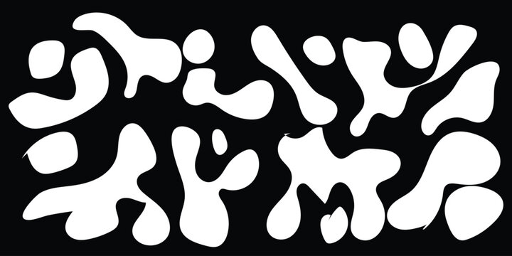 Abstract black organic blob shapes resembling jaguar leopard print pattern on white background
