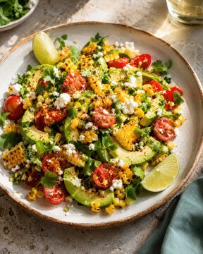 Salade estivale au mais grille avocat et feta
