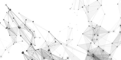 Abstract geometric background with connecting dots and lines with low poly triangle shapes. Polygonal Mesh Background Vector design digital technology concept Global network connection data structure. © Kainat 