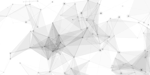 Abstract geometric background with connecting dots and lines with low poly triangle shapes. Polygonal Mesh Background Vector design digital technology concept Global network connection data structure. © Kainat 