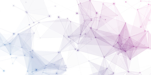 Abstract geometric background with connecting dots and lines with low poly triangle shapes. Polygonal Mesh Background Vector design digital technology concept Global network connection data structure. © Kainat 