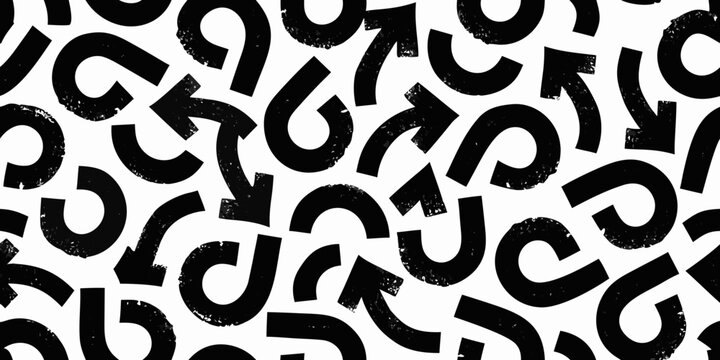 Abstract vector pattern of overlapping letter like shapes in black and white