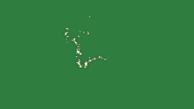 Outline map of new zealand the island isolated on green screen background
