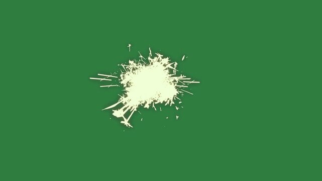 Explosion on paint it splashs hole isolated on green screen background