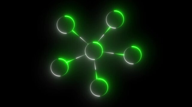 Neon Network system, network connection icon animation. Animation of network connections. futuristic digital network technology concept 4k animation