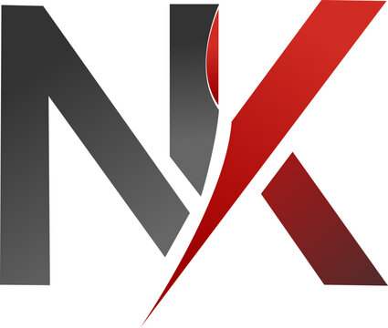 Modern NK Letter Logo Design &ndash; Dynamic Red Black Monogram Brand Identity