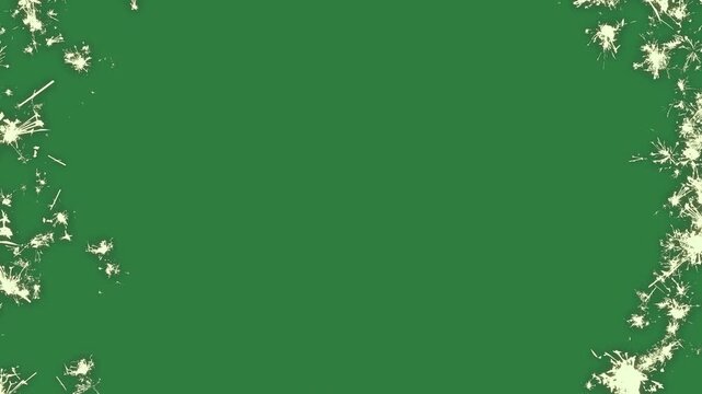 Border flowers in the center paint sps spots isolated on green screen background
